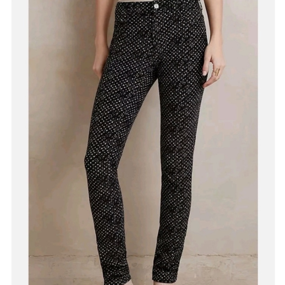 Pilcro and The Letterpress Black/White Micro Corduroy Bodycon Pants sz 28 EUC